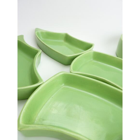 Vintage Mid Century Chip Dip Party Retro Hosting Condiment Plates Green - Picture 6 of 8